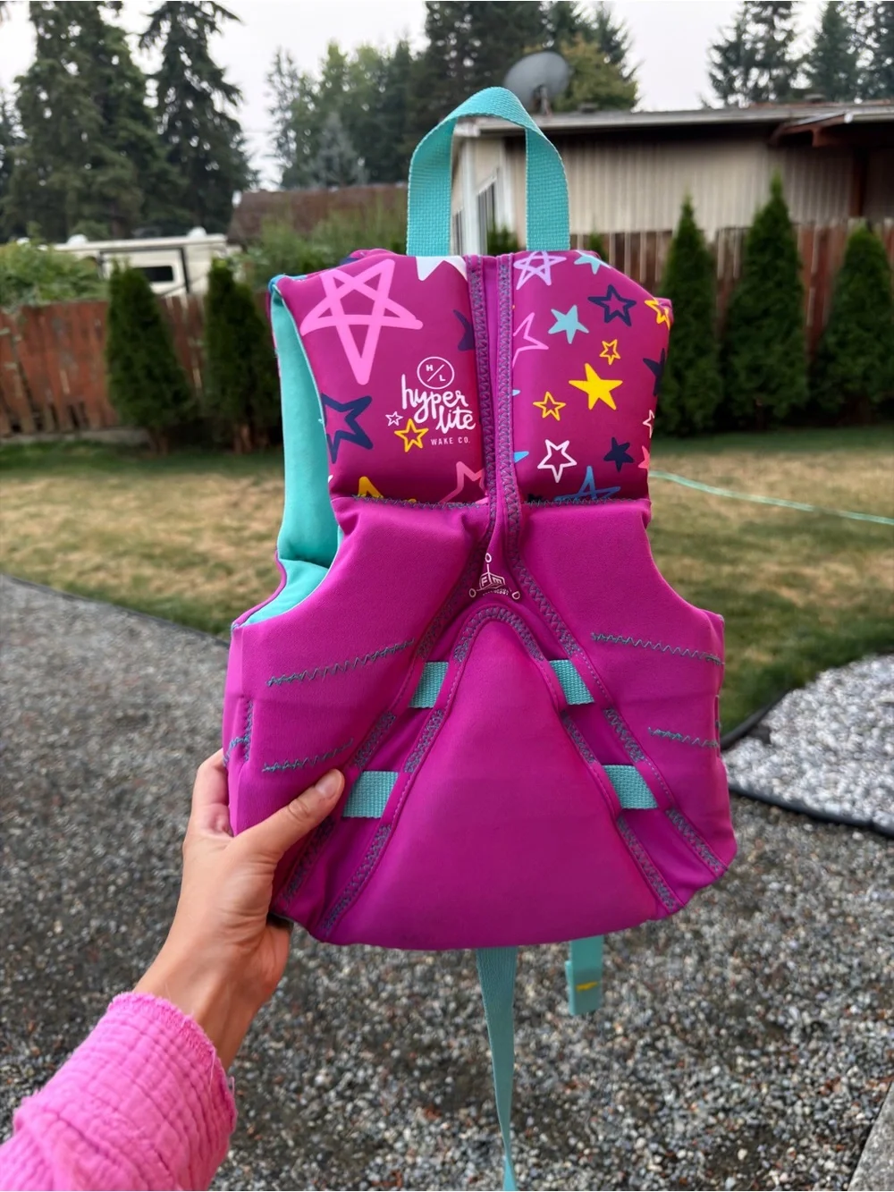 Hyperlite Pink Kids Life Jacket Water Vest Full Zip Adjustable 33-55 Pounds